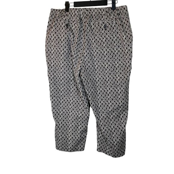 Lands' End Brown Patterned Cropped Pull On Relaxed Pants Women's Size 14 P - Picture 2 of 7